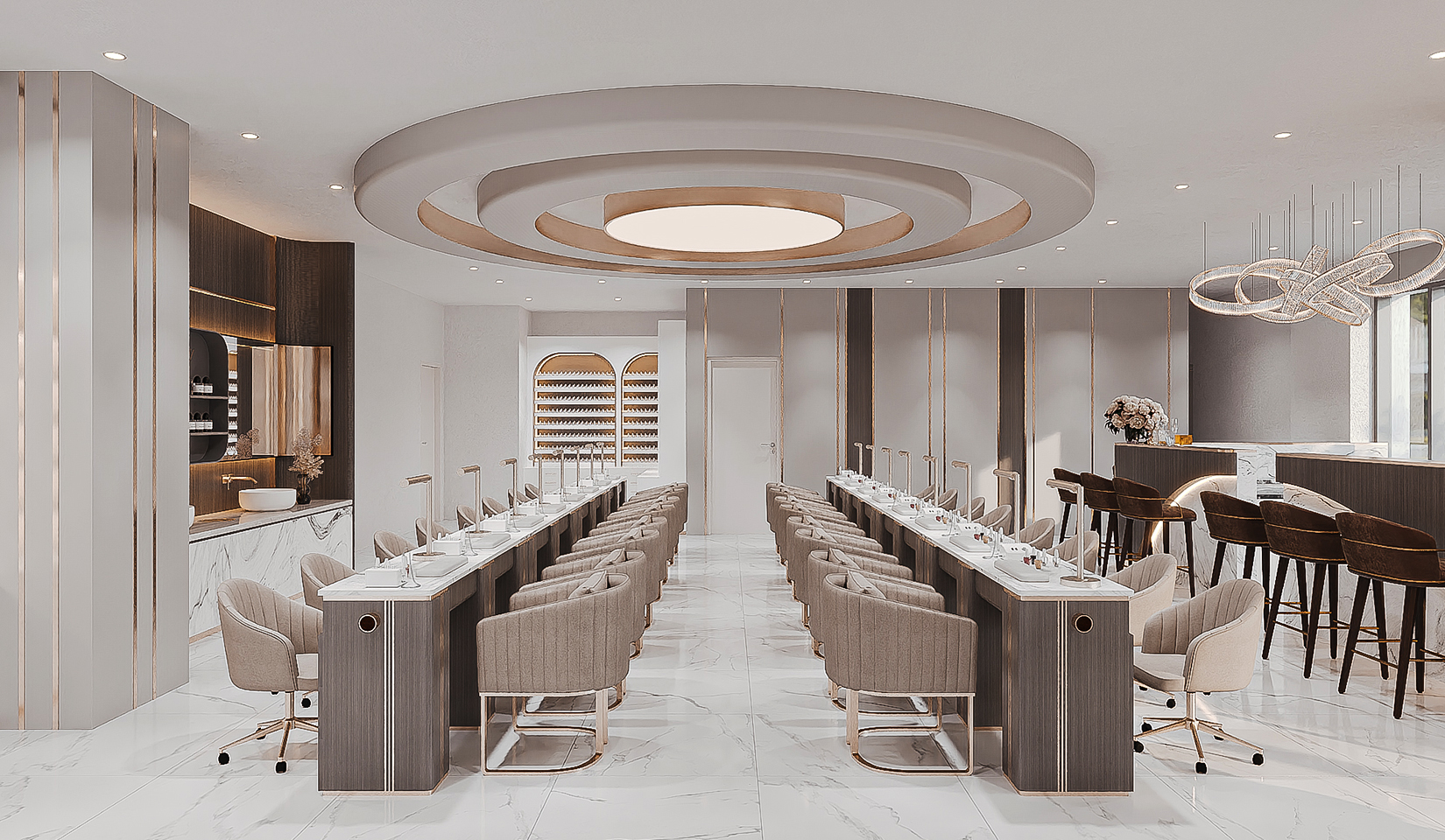 Luxurious and relaxing salon interior at Meridian Nail Bar Noda